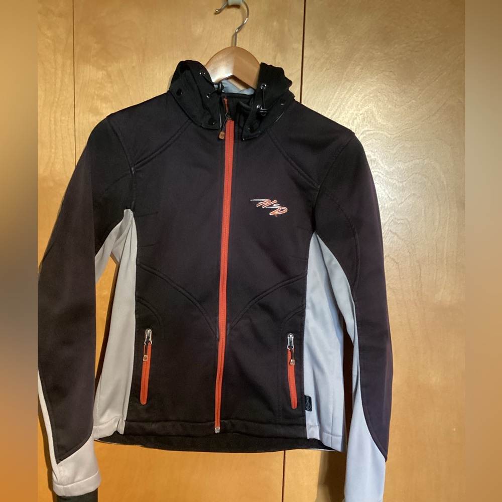 Harley-Davidson Black and Gray Jacket with Orange Accents